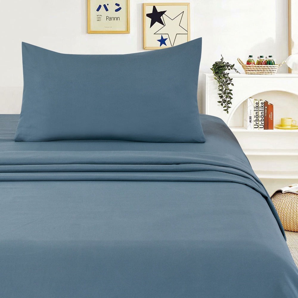 Juego de Sábanas Ligero Suave Fresca 4 Piezas para Cama de 90/105/135/150 cm – 100%Microfibra – Incluye Sábana Bajera Ajustable con borde elástico de 25 cm de profundidad, Sábana Encimera y 2 Fundas de Almohada – Suave, Transpirable y Confortable