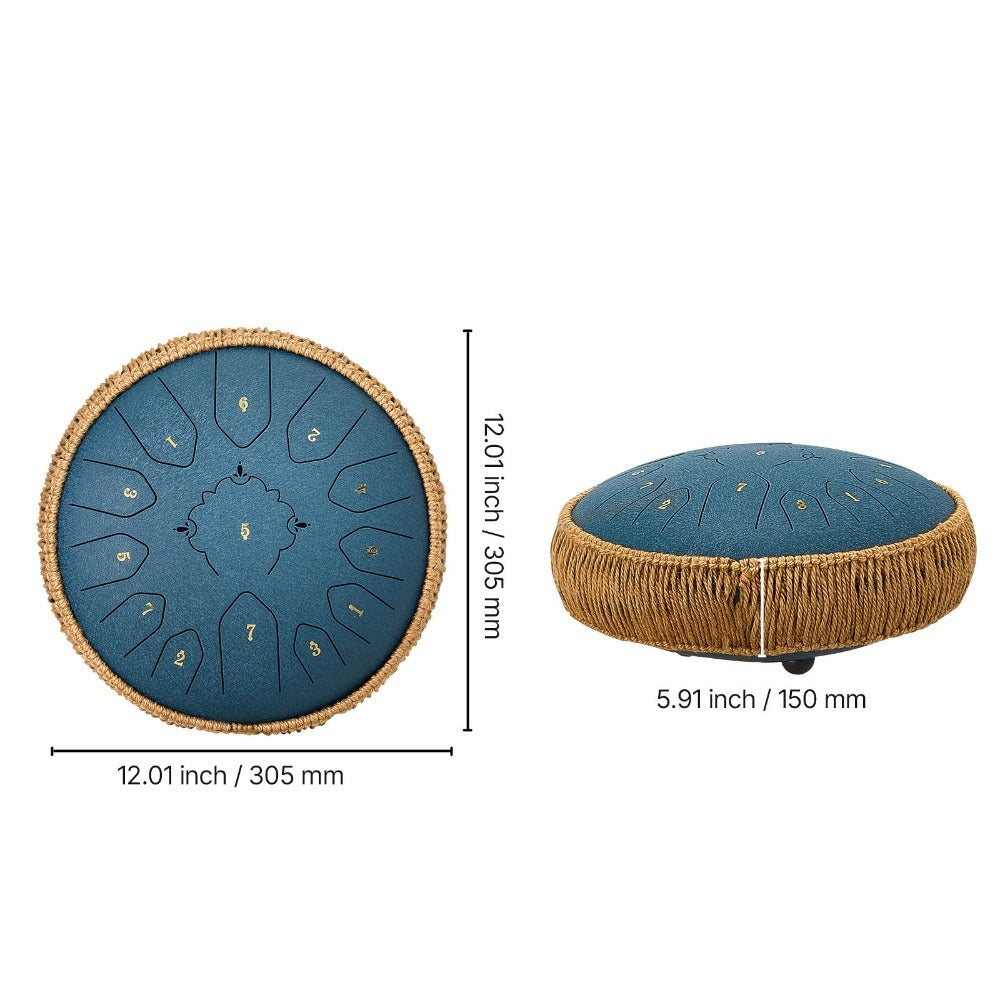VEVOR Tambor de Lengüeta de Acero, 12 Pulgadas 13 Notas Tambor de Lluvia para Jardín Exterior, Tambores Musicales en Do Mayor con Libro de Música y Baquetas, Instrumento de Percusión para Meditación Yoga Educación Musical para Principiantes, Azul Marino