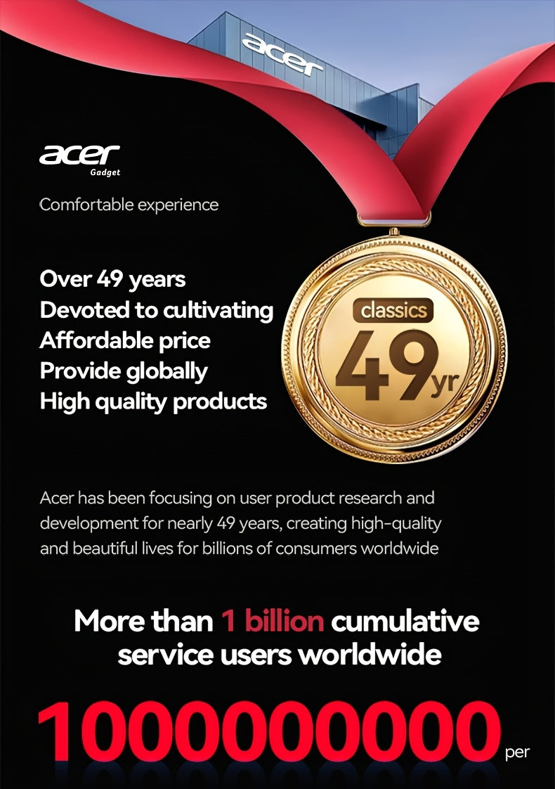 Auriculares Bluetooth | [Producto Oficial Acer] Auriculares Over-Ear Acer OHR559 OWS con Sonido Envolvente ACS, Bajos Potentes, Batería de Larga