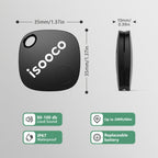 4 piezas ISOOCO Rastreador Mini Global Inteligente - Localizador en Tiempo Real con Alarma Antipérdida de Altos Decibelios, Dispositivo de Seguimiento Bajo Consumo para Coches, Bolsos, Llaves, Equipaje | Compatible con dispositivos iOS (iPhone, iPad, iPod