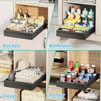 Organizador de gabinete extraíble, estante de almacenamiento resistente y expandible con cajones deslizantes, sin necesidad de taladrar, organizador para cocinas y baños, estante deslizable, extensible 31-52 cm (, blanco)