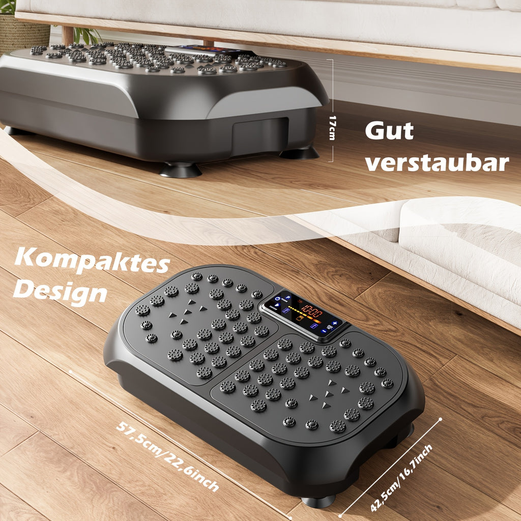 Plataforma de vibración inteligente con ajuste de 99 posiciones, masaje electromagnético y almohadilla Shiatsu para pies | Música USB, banda de resistencia | Plataforma de adelgazamiento silenciosa para pérdida de peso, escultura muscular, entrenamientos