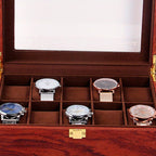 Reloj de joyería, caja de exhibición de madera, caja de almacenamiento de 10 ranuras, grano de roble, regalo.
