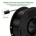 Filamento PETG 1.75mm 11Lbs 2.2LBS (1Kg)/Carrete de Alta Precisión Buena Resistencia al Impacto Filamento para Impresora 3D Negro Blanco Gris Materiales para Impresora 3D