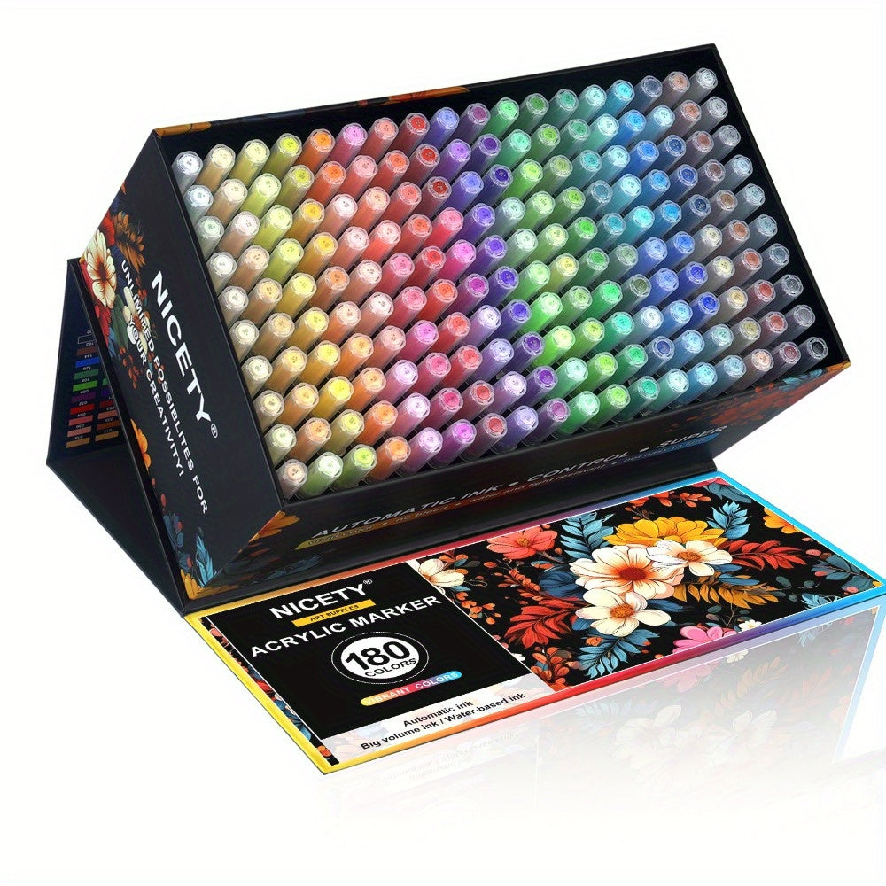 Rotuladores | 180 Colores de Rotulador Acrílico, Pincel Acrílico, Ideal para Piedra, Cerámica, Madera, Lienzo, Plástico, Vidrio, Caligrafía