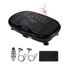 Placa vibratoria inteligente, ajuste de 120 velocidades, motor de 200W, 1 modo manual y 3 modos automáticos, botones de acceso rápido LCD, control remoto + altavoz de música, bandas de resistencia + esterilla de yoga, plataforma de fitness para el hogar p