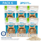 Arena de Tofu para Gatos 6L - Sin Polvo Fácil de Aglomerar y Controla Olores - y Segura para Gatitos - Pack de 6 Bolsas