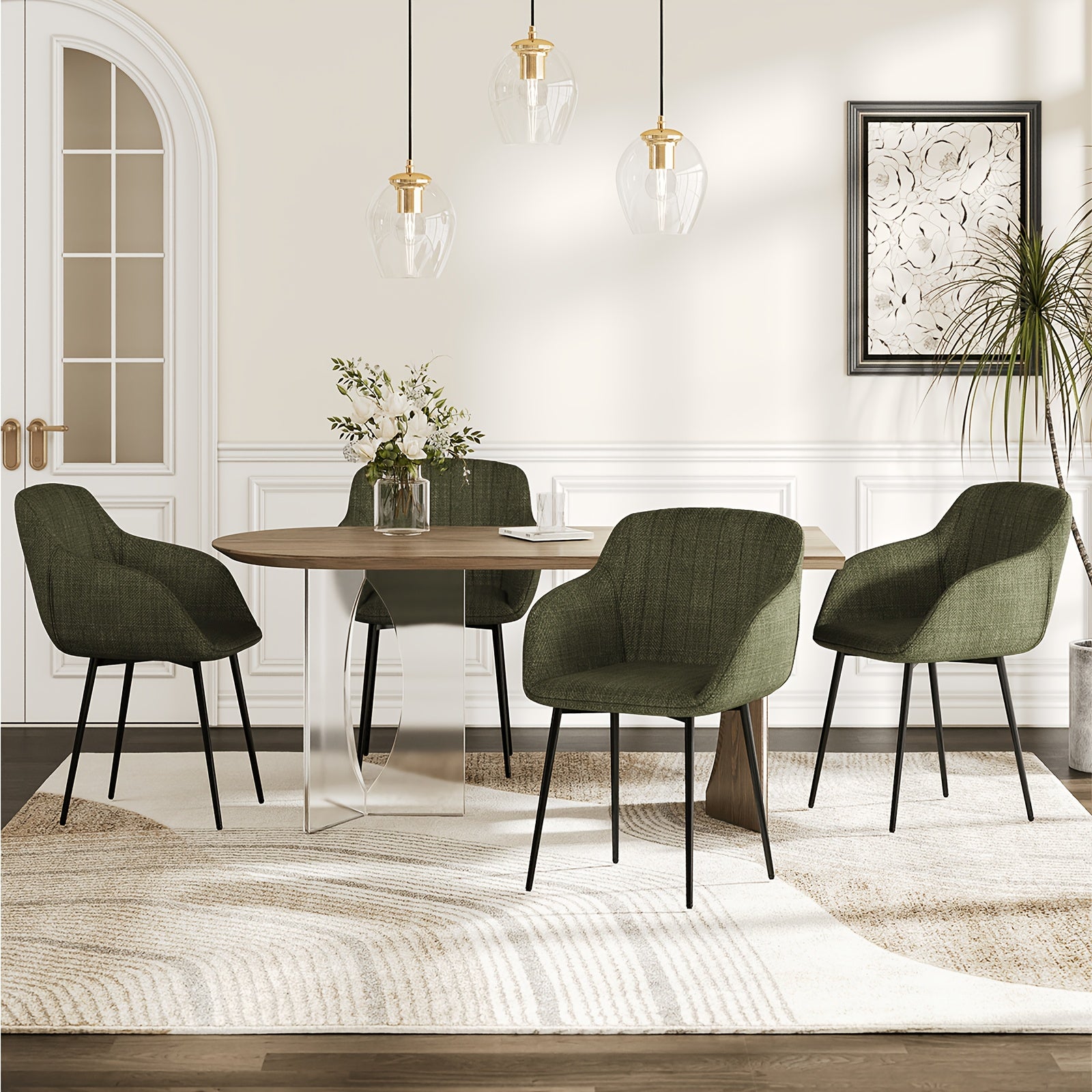 Sillas de comedor elegantes con reposabrazos y soporte lumbar para sala de estar, cocina y dormitorio, que ofrecen un alto confort - Disponibles en juegos de 2, 4 o 6