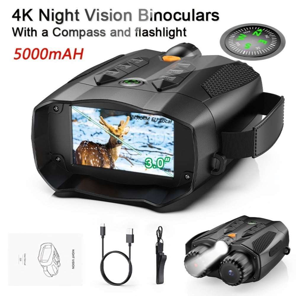 Gafas Binoculares de Visión Nocturna Infrarroja, con Luz Táctica, Batería de Litio de Gran Capacidad de 5000mAh, Zoom Digital 10x, Pantalla IPS Ultra HD de 3 Pulgadas, Distancia de Visión Nocturna de 800m, Regalo Perfecto para Entusiastas del Aire Libre |