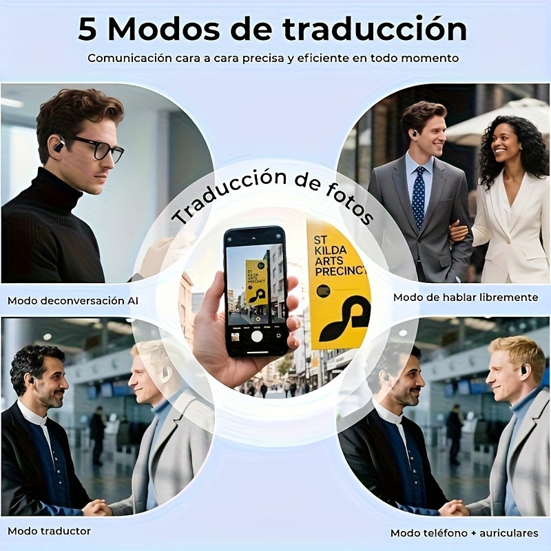 Auriculares con traducción IA en tiempo real multifuncional | Viajes, negocios y comunicación
