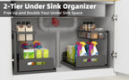 Organizador para debajo del fregadero, estante de almacenamiento para debajo del fregadero, estante organizador extraíble, estante de almacenamiento multifuncional de doble capa para artículos diversos, estante de almacenamiento deslizante de gran capacid