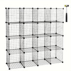 1pc Estante Moderno, Estante, Diseño de Cubo de Estante, Estantes de Alambre Ajustables Individualmente, 16 Compartimentos, Hecho de Alambre , Estante de Pie