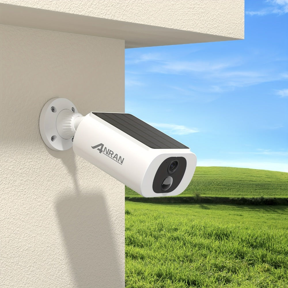 ANRAN Cámara de Seguridad Solar, Perfecta para Monitoreo de Jardín, Exterior, Wifi Inalámbrico, Alimentada por Batería, Visión Nocturna a Color, Detección de Movimiento PIR, Audio Bidireccional