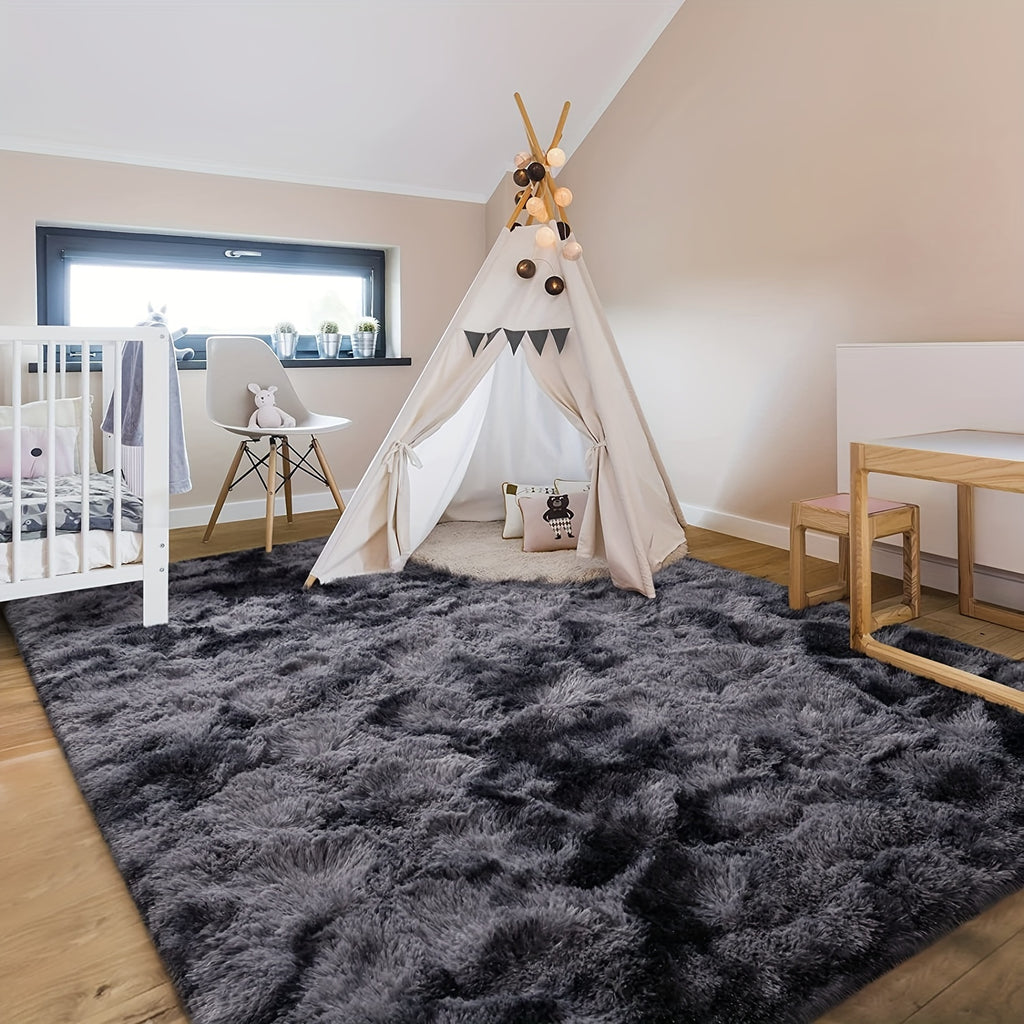 1 alfombra suave de felpa, alfombra de felpa antideslizante, alfombra suave de felpa para mesita de noche, alfombra tie-dye para sala de estar, decoración del hogar, alfombra para dormir mascotas, alfombra para dormitorio y sala de estar, decoración de la