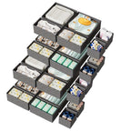 Paquete de 18/24 Organizadores Plegables para Cajones con Tela Profunda y Cierre en Zip - Beige, Contenedores Multicompartimento Resistentes Para Ropa, Calcetines, Pañales, Toallas, Sostenes & Ordenación del Vestidor o Guardería - Cubículos Ahorradores de