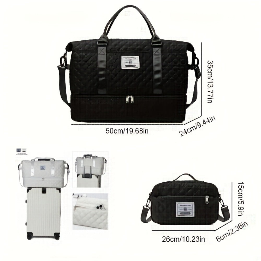 Set de Bolso Duffel de Viaje, Bolso de Fin de Semana para Mujer con Bolso de Hombro, Bolso de Mano de Noche con Compartimento para Zapatos, Bolso de Gimnasio para Yoga con Bolsa para Zapatos con Bolsillo Húmedo, Bolso de Hospital para el Trabajo de Parto