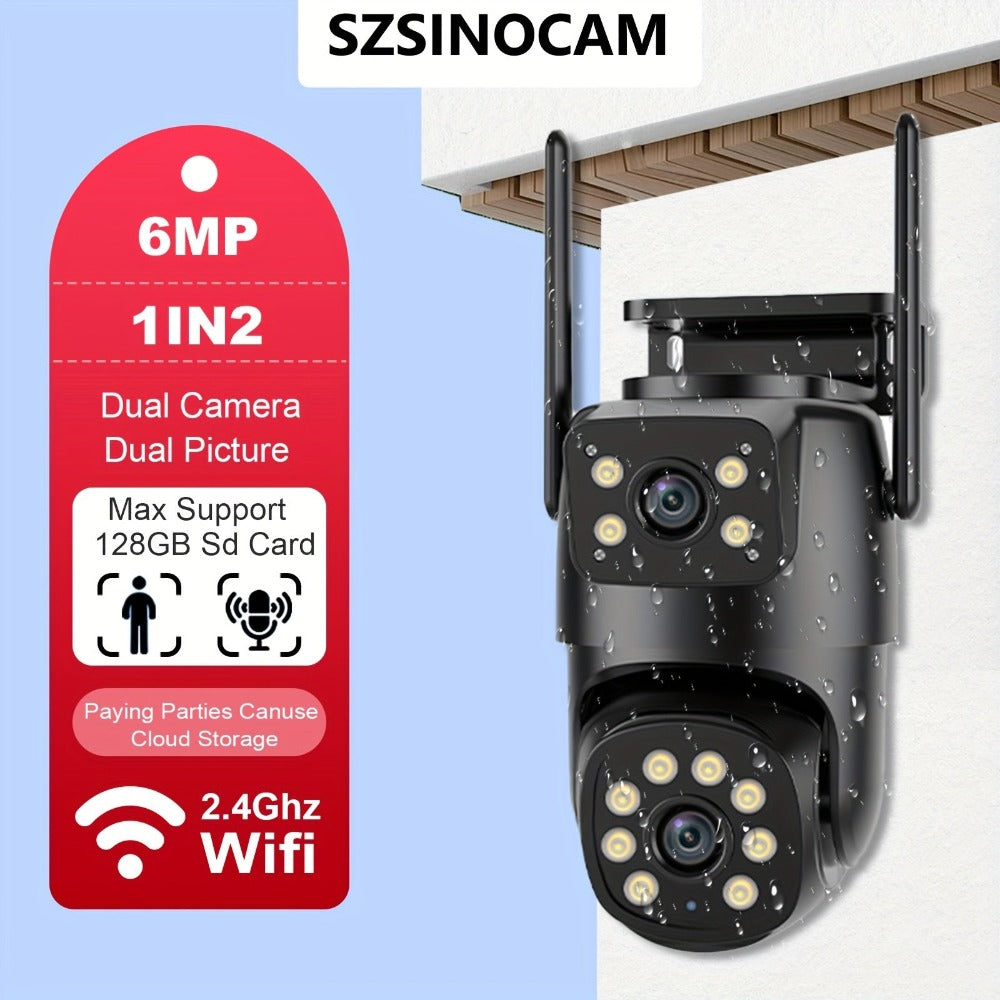 Cámara de seguridad multifuncional inalámbrica para exteriores con wifi, monitoreo de seguridad 2K de alta definición, lente dual, rotación automática, panorámica, inclinación, visión nocturna, detección de movimiento, llamada bidireccional, cámara de seg