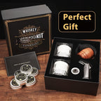 Kit Ahumador de Whisky con Antorcha - 6 Sabores de Leña en Chip, 2 Vasos, 2 Moldes de Hielo - Kit Infusor Ahumador de Cocktail, Kit Ahumador de Bebidas Old Fashioned, Regalos de Cumpleaños de Bourbon Whisky para Hombres, Papá (NO Butano)