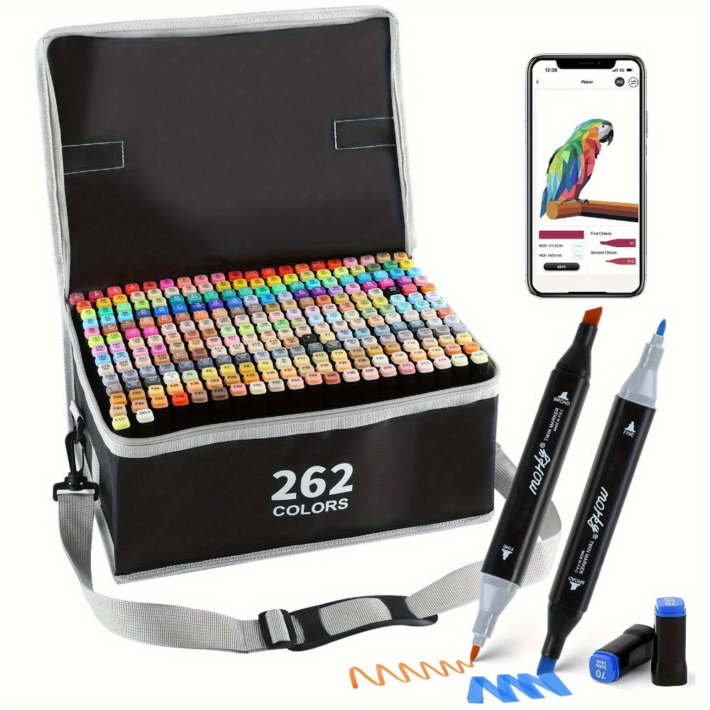 Rotulador de aceite de 262/204/168/120/80 colores, set de rotuladores de pintura de doble punta, rotulador de arte, utilizado para pintar libros, hacer tarjetas, adecuado para colorear para adultos e ilustración de artistas