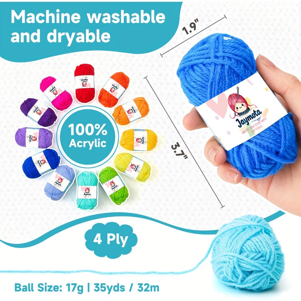 Kit completo de iniciación al ganchillo y tejido de 43/70 piezas para principiantes - Hilo acrílico de 52 colores con 4 ganchillos y 2 agujas de tejer, etiquetas para agujas | Suministros de manualidades DIY todo en uno para adultos, para adultos y amante