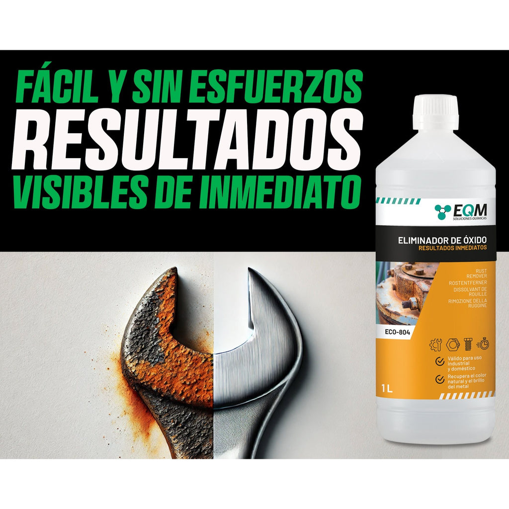EQM - ECO-804 - Eliminador de Óxido Profesional - Remueve el óxido Completamente - Recupera el Color Original del Metal - Efecto inmediato