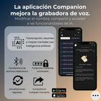 Grabadora de Voz con APP para Transcripción AI, Resumen GPT-4o, Traducción, Mapeado Mental, 64GB de Almacenamiento y Diseño Magnético, Ideal para Llamadas, Clases y Reuniones, por FoCase Rec
