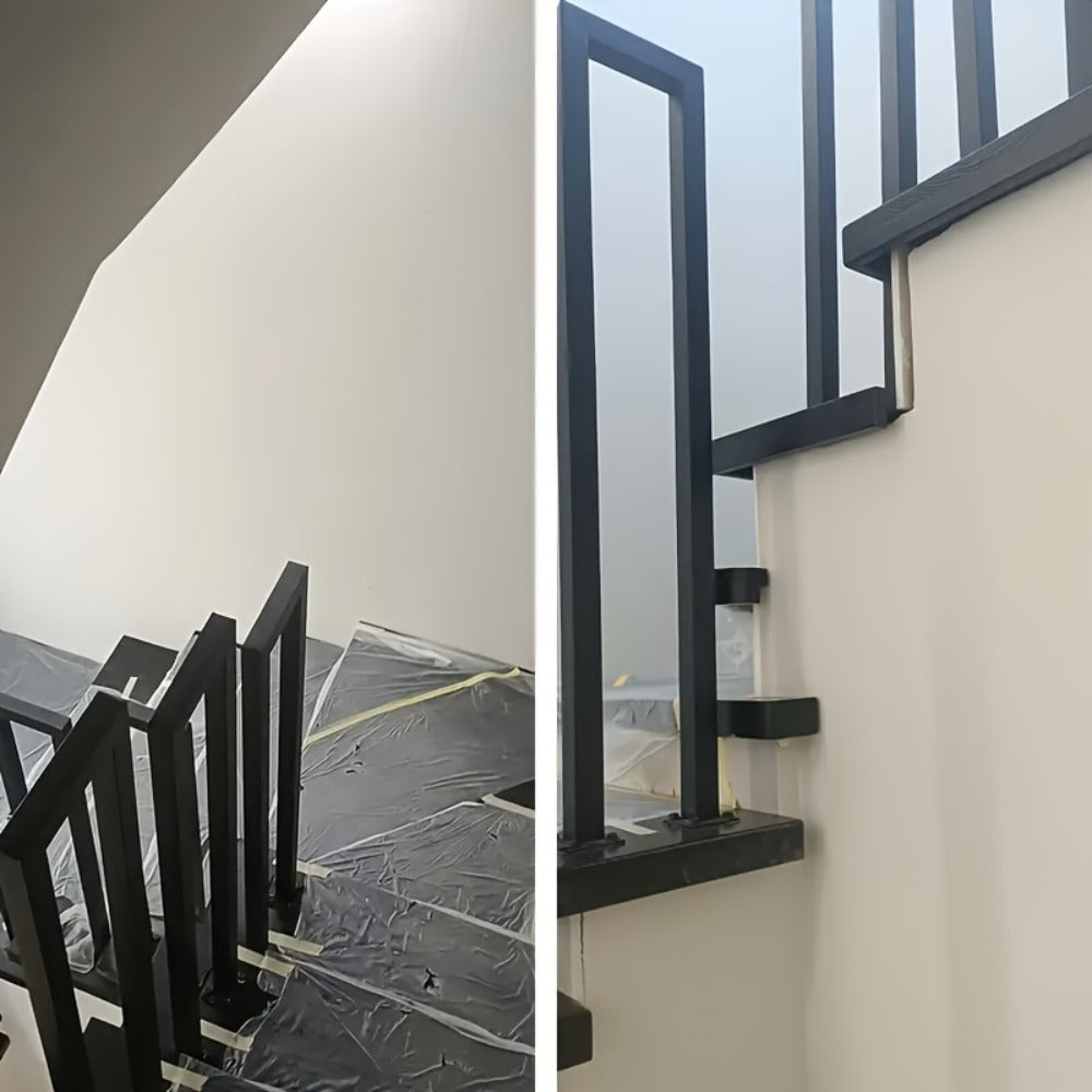 Barandilla de escalera | Barandilla en Forma de U para Escaleras, Negra - Antideslizante, Acero con Recubrimiento en Polvo para Uso