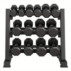 Soporte para mancuernas de 3 niveles, estante para pesas, almacenamiento para gimnasio en casa, 453.59 kg