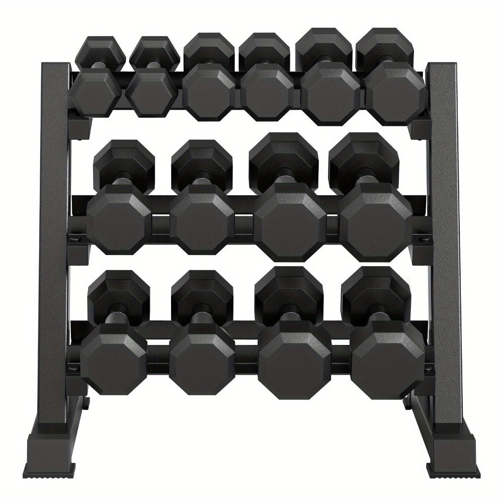 Soporte para mancuernas de 3 niveles, estante para pesas, almacenamiento para gimnasio en casa, 453.59 kg