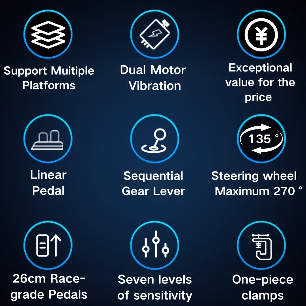 Volante de juego de carreras NBCP con pedales, volante de 270° con retroalimentación de fuerza, para PC, PS4/PS3, Android, simulador de carreras Real Racing