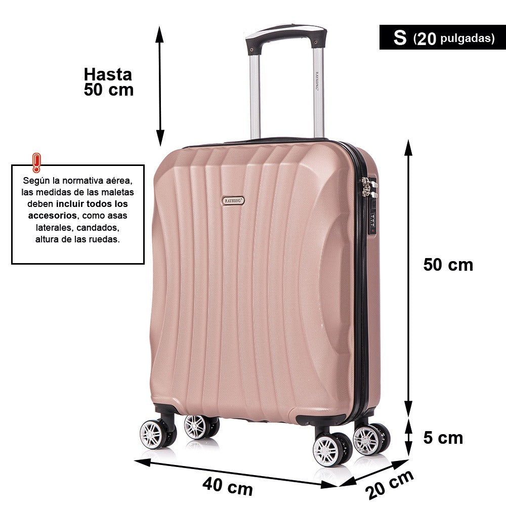 Maleta Cabina ABS 55x40x20cm (44L)- 20 Pulgadas - Negro/Azul/RosaDorado/Plateado/Amarillo/Rojo/Turquesa/Verde/Menta/Morada