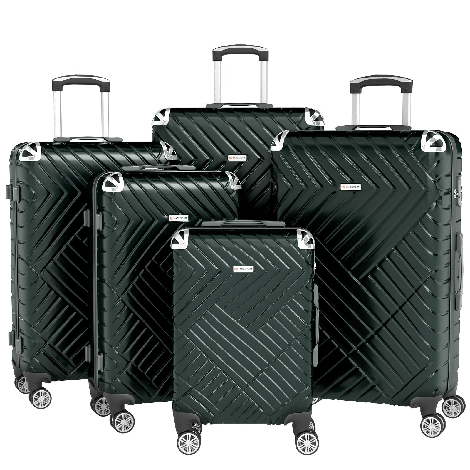 Juego de 5 maletas para vacaciones, viajes de negocios y familiares, juego de maletas rodantes duraderas y ligeras con múltiples tamaños disponibles, mango telescópico, opcional en 10 colores incluyendo negro, rojo, azul, gris, verde, etc.