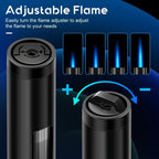 Juego de 2 encendedores de butano recargables, butano no incluido, con llamas de chorro ajustables a prueba de viento, ideal para velas, parrillas, barbacoas y camping