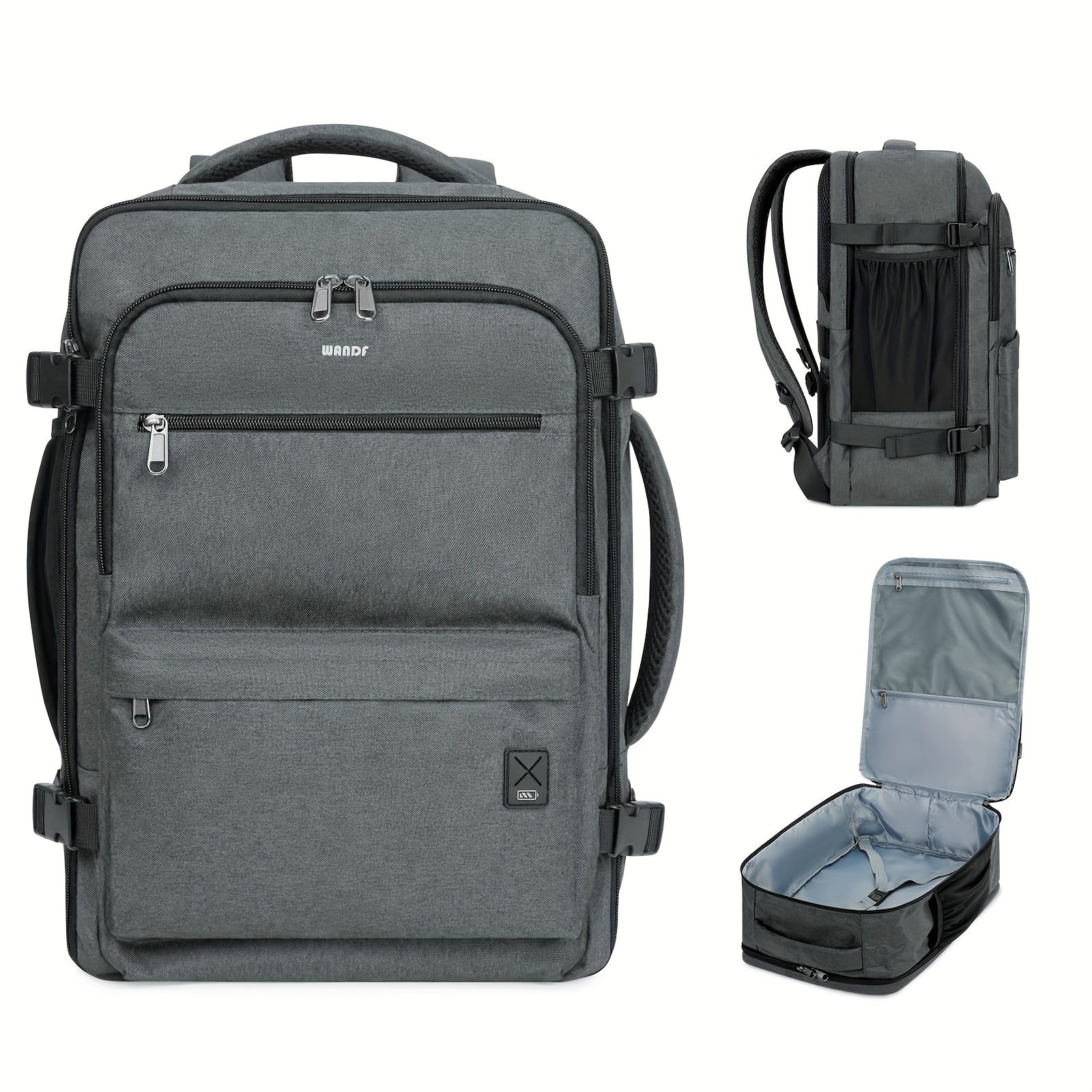 Mochila de Cabina Ligera Aprobada por Aerolíneas 45.72x35.56x20.32 cm - Funda para Portátil TSA-Friendly de 43.18 cm, Bolsillo Húmedo y Panel Trasero de Malla, Mochila de Viaje Plegable Unisex para Negocios, Gimnasio, Viaje con Funda para Carrito y Cremal