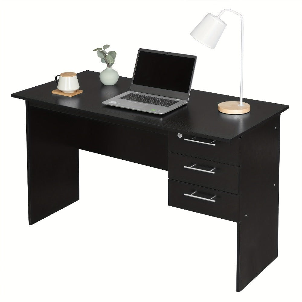 1pc Escritorio de Oficina 120x60cm, Mesa para Computadora con 3 Cajones, Banco de Trabajo Ergonómico, Adecuado para Oficinas, Dormitorios y Estudios