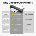 Impresora portátil sin tinta D810B, impresora inalámbrica de viaje, máquina térmica para tatuajes, compatible con papel térmico A4 y carta estadounidense, compatible con teléfonos móviles y portátiles, adecuada para negocios, viajes, oficina y hogar