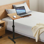 Escritorio Ajustable para Laptop, 60 X 34.5 X 58-90 Cm, Mesa Plegable para Cama, Mesa de Sofá con Ruedas, Soporte Elevable para Laptop Giratorio 360 Grados, Escritorio de Madera para Sofá y Laptop
