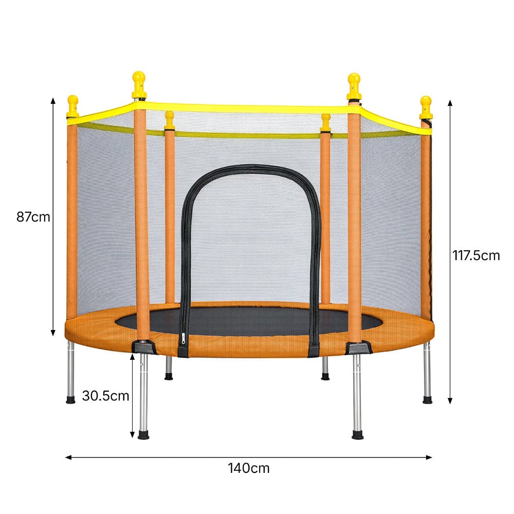 Trampolín de 1.5 pies con cubierta de red de seguridad y accesorios | Saltarín de espacio libre para uso en interiores y exteriores, forma redonda, material de hierro y ABS, disponible en naranja y rosa - Marca: youyijia