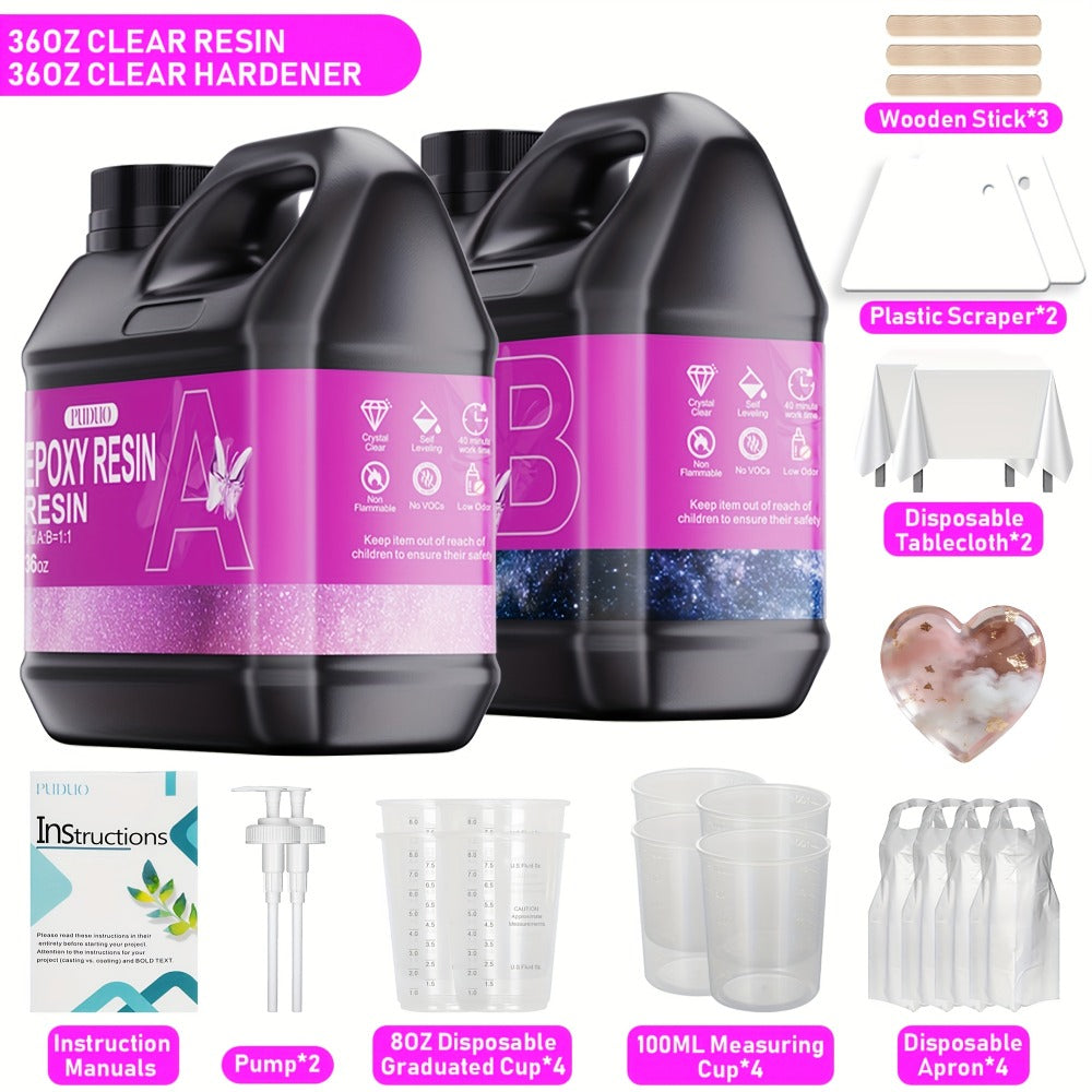 Kit de resina epoxi de 3,785 L (1 galón) con bomba, cristalina, mejora de dureza 0.5: pegamento de resina + endurecedor 0.5, para fundición