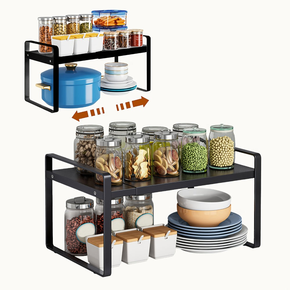 Estantería de cocina extensible para 1pc/2pcs, estante dorado para almacenamiento de especias, adecuado para encimeras de cocina, despensa, armarios, refrigerador ()