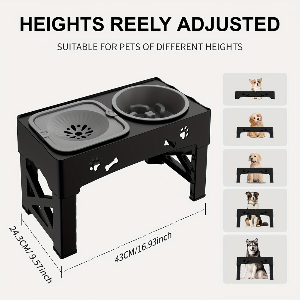 Comedero para mascotas | 1 Set Comedero Elevado para Mascotas, Soporte Ajustable de Doble Tazón para Perros y Gatos, Estación de Alimentación