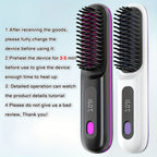 Plancha de pelo inalámbrica | Plancha de Cabello Inalámbrica, Calentamiento Rápido, Peine Alisador para Mujeres, Ligero, Puerto Tipo-C, Anti