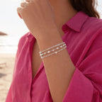 Pulsera de Plata 925 para Mujeres, Pulsera de Amistad Ajustable, Multicapa - Joyería Creativa para Mujeres, Regalo para San Valentín, Cumpleaños, Navidad
