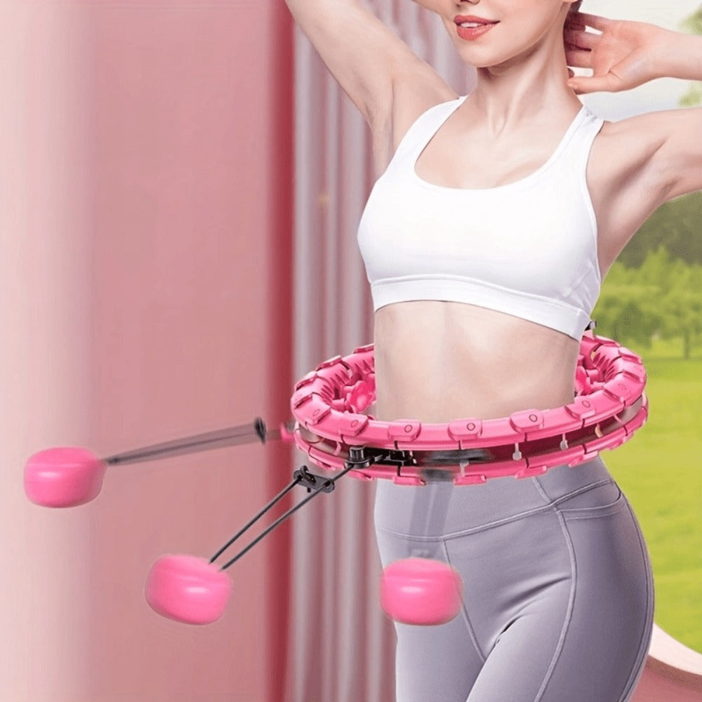 Cinta de fitness inteligente ajustable con bola hueca desmontable, cintas pesadas para pérdida de peso, talla grande 46 pulgadas/117 cm, incluye 24 enlaces desmontables y entrenador de cintura para mujeres. Nudo desmontable para ejercicios en casa, dispon