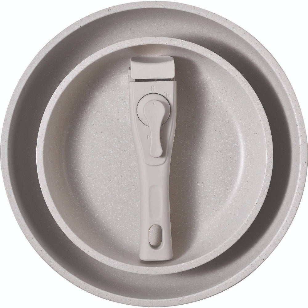 Bergner Click&Cook Batería de cocina 10 Pzs Mango extraíble, 3 Sartenes, 2 Cazos, Tapas y Utensilios Aluminio revestimiento antiadherente