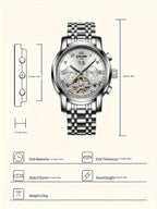 Reloj Mecánico Multifuncional para Hombres, Reloj Deportivo de Moda para Hombres con Carga Automática, Reloj con Parte Posterior Abierta, Regalos de Vacaciones, Sin Batería