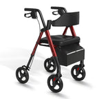 Andador Rollator Plegable para Adultos Mayores, Ayuda de Movilidad Ligera de Aluminio, Ruedas Univer Todoterreno de 20.32cm, Altura Dual Ajustable, Asiento y Respaldo Acolchado Ergonómico de PU, Capacidad de Peso de 136.08 KG