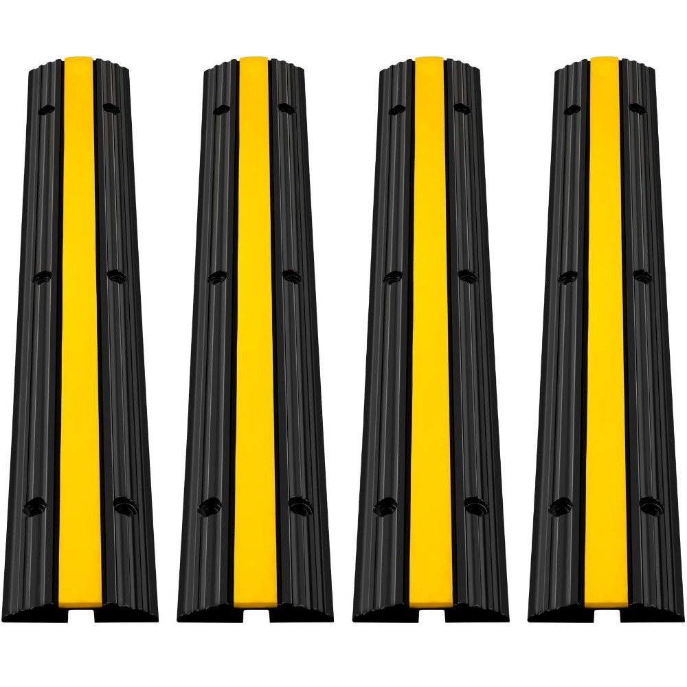 VEVOR - Juego de 4 rampas protectoras de cables de goma de 1 canal para cargas pesadas con capacidad de carga de 22046 libras. Rampa protectora para cables y mangueras de entrada de vehículos.
