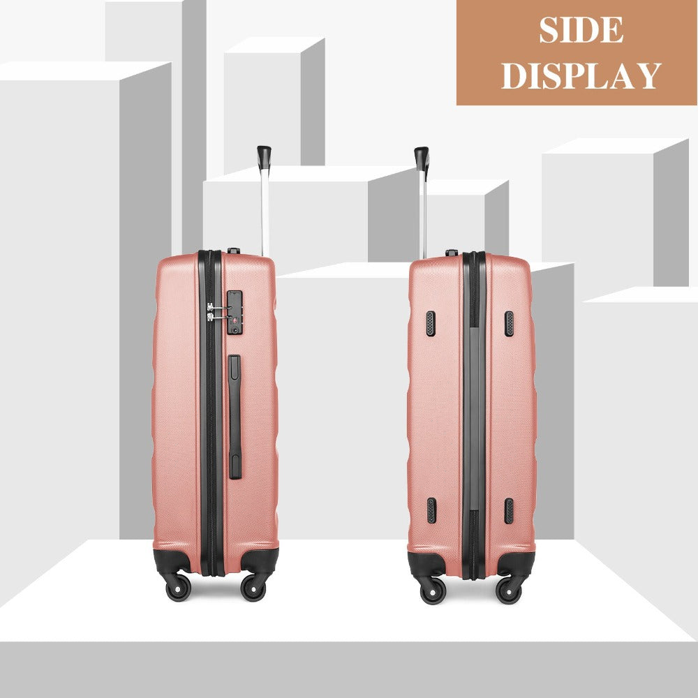 Diseño horizontal desnudo de gran capacidad con cerradura TSA ruedas giratorias maleta de shell duro ABS para regreso a clases regalo de vacaciones
