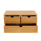 Organizador de escritorio de bambú, caja de organización de almacenamiento de mesa, almacenamiento de escritorio para clasificar y almacenar sellos, notas adhesivas, tijeras, facturas, bolígrafos, lápices, etc. (2 cajones superiores, 1 cajón inferior)
